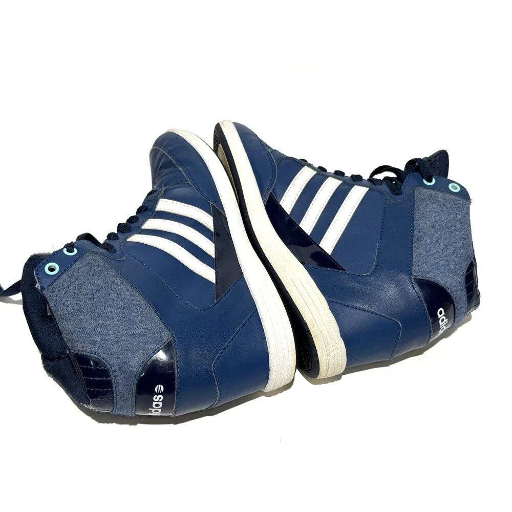 Adidas Neo Super High Wedge Trainers Womens US 8 Navy Blue White Shoes READ